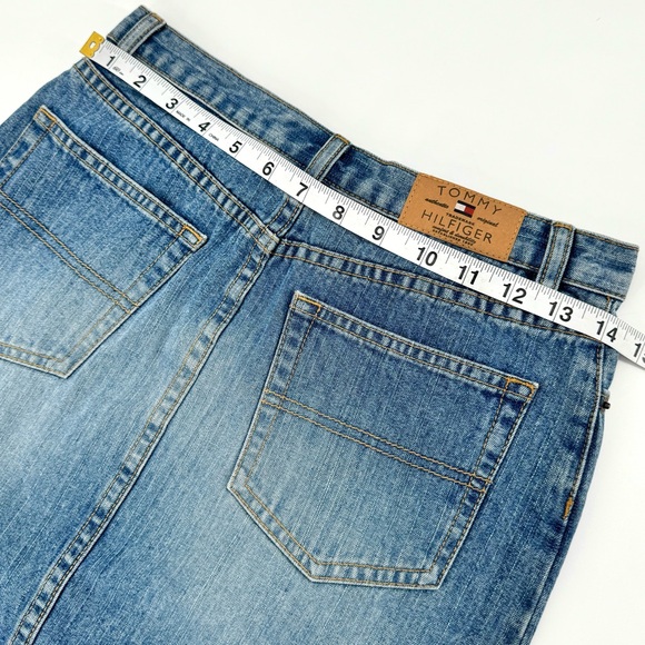 Vintage Y2K Tommy Hilfiger Front Slit Medium Wash Denim Mini Skirt - Picture 3 of 10